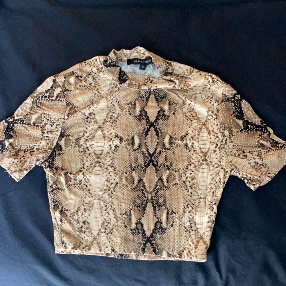 Olivaceous Snakeskin Crop Top Size S